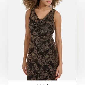 Kensie Black and Brown Floral Midi Dress